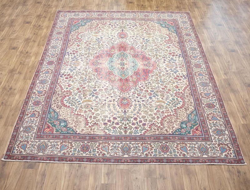 Semi-Antique Distressed Handmade Tribal Floral Oriental Rug Carpet 9'6x12'3 Ft gallery