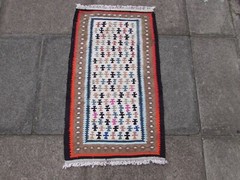 Vintage Traditional Hand Made Oriental Cotton White Small Kilim 91x53cm