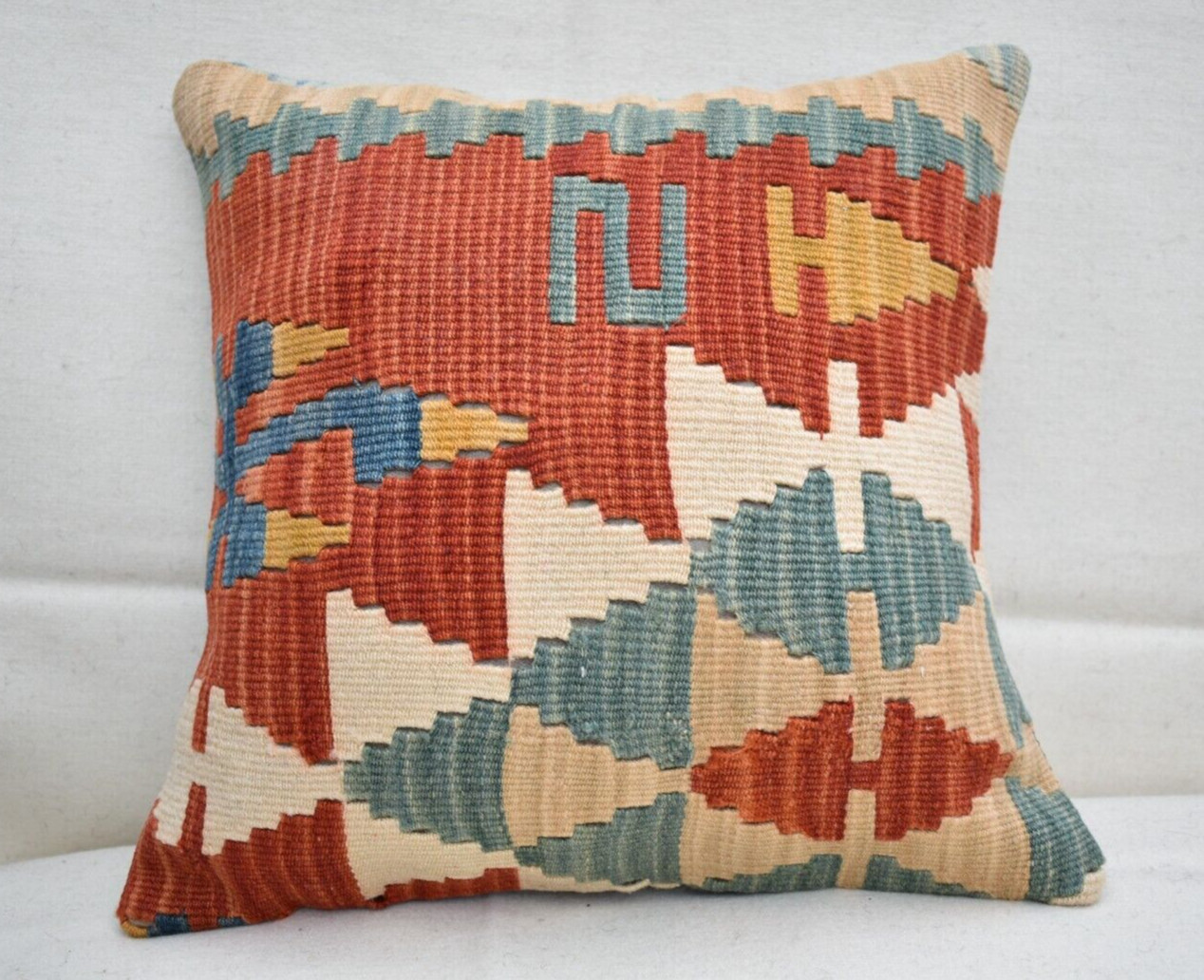 15''x15'' Decorative Handmade Turkish Kilim Pillow Cover Sofa Rug Cushion Cover gallery