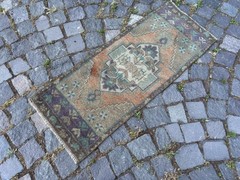 Turkish rug, Vintage small rug, Handmade wool rug, Entryway rug 1,4 x 3,3 ft