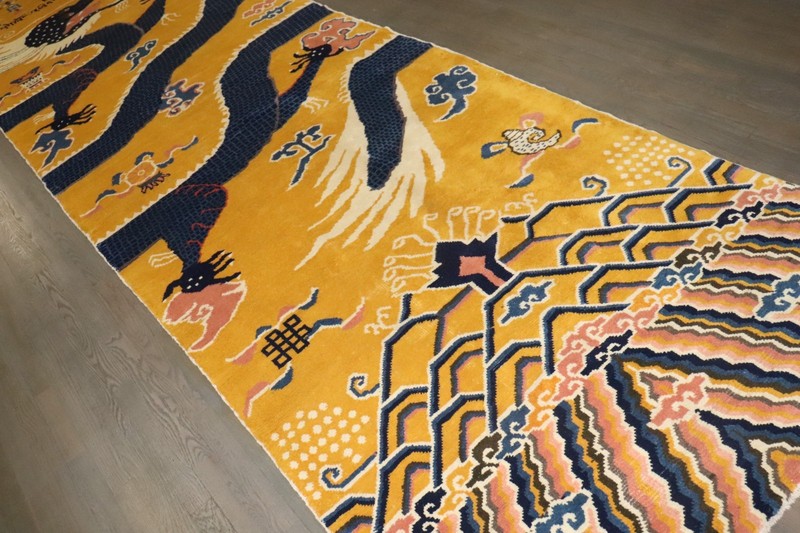 Antique Chinese Peking Ningxia Pillar Dragon Rug Size 4'5''x17' gallery