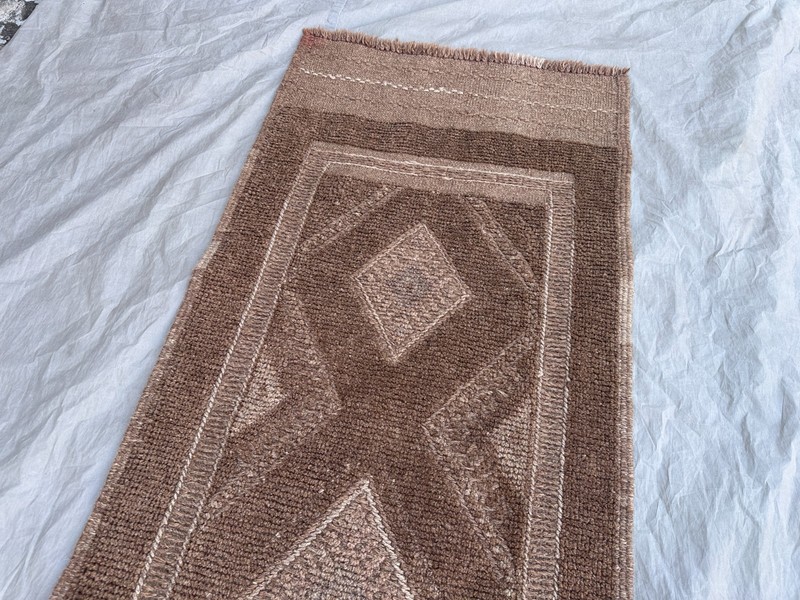 Vintage Afghan Runner Rug 1'11 x 8 ft Handmade Wool Geometric Tribal Boho Runner gallery