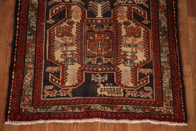 Vintage Traditional Runner Rug 4x10 Hand-knotted Wool Geometric for Hallway gallery