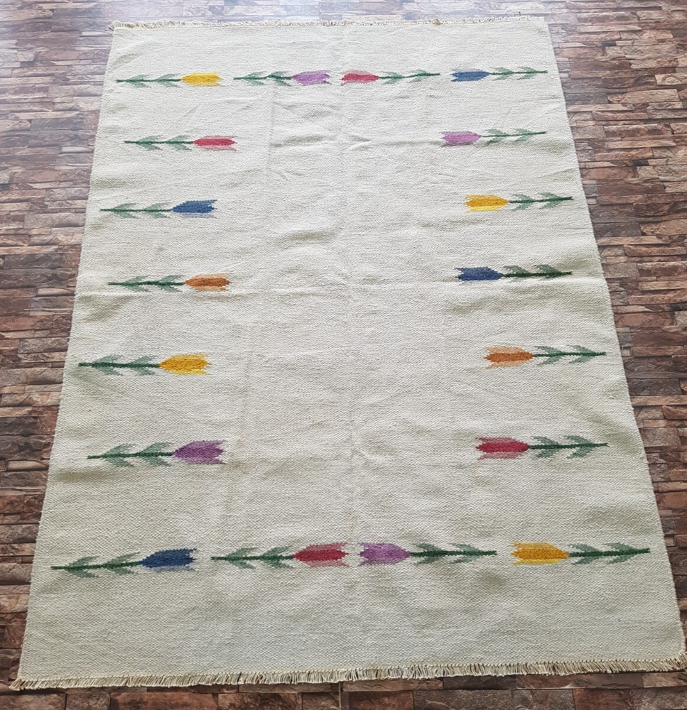 Vintage Handmade Traditional Swedish Kilim Floor Rug Carpet 225x167 cm