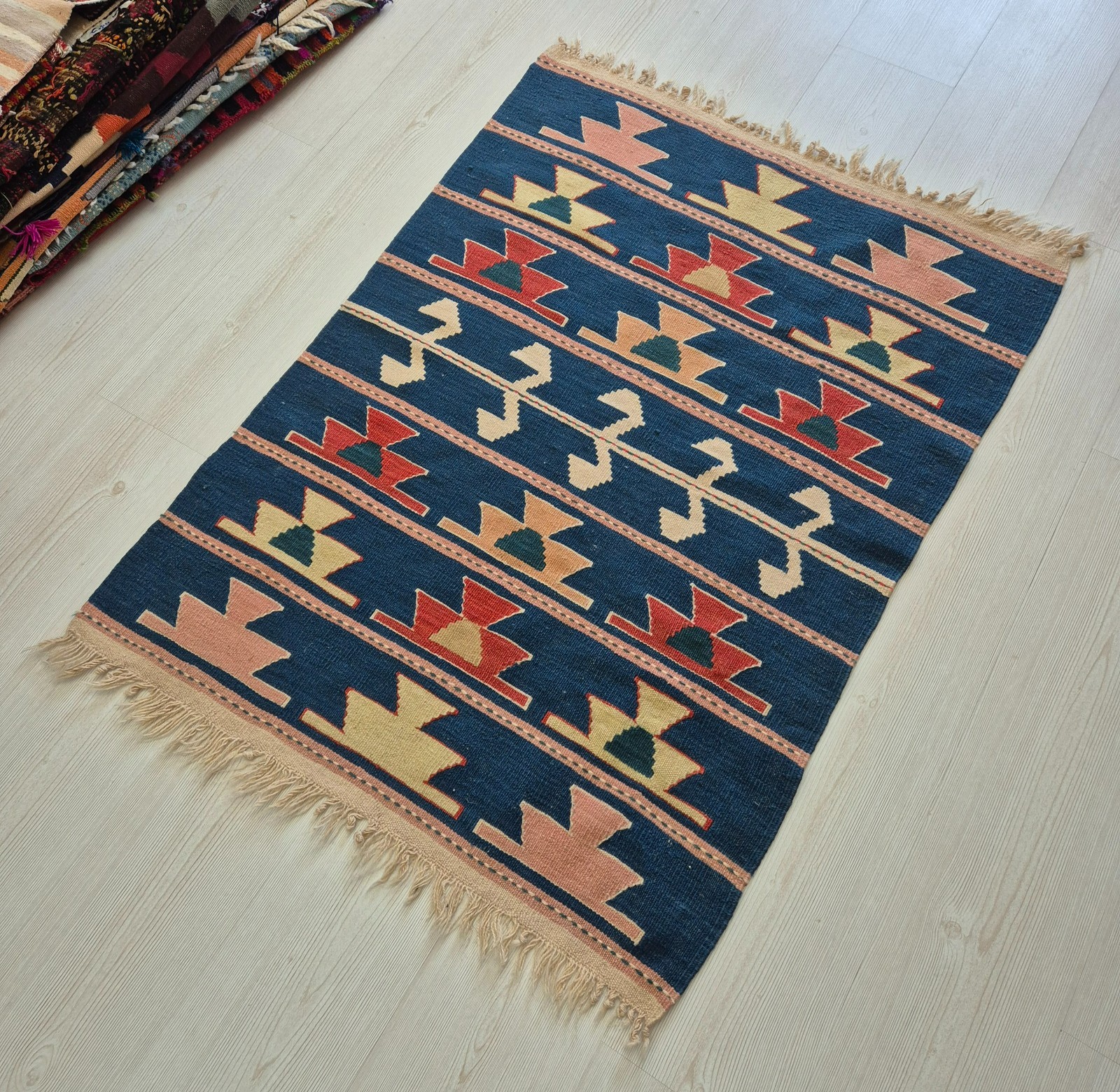 Vintage Turkish Handwoven Kilim Rug 31x43 in , Anatolian Tribal Wool Kilim Rug gallery