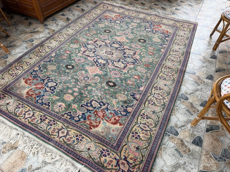 1990s Vintage Turkish Oushak Rug, Farmhouse Fine Wool Floral Area Carpet 6.7x9.5 gallery