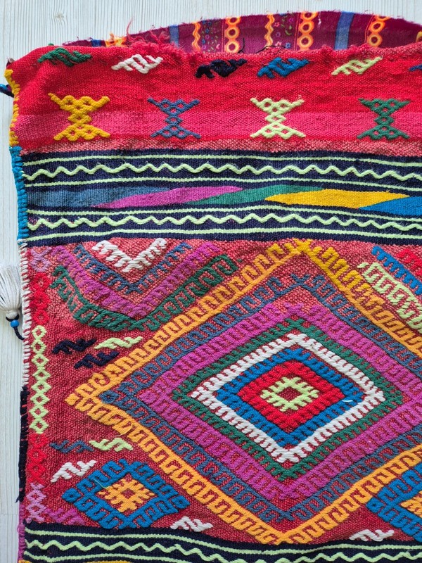 Vintage Turkish Handwoven Kilim Pillow Cover 19x36'' Anatolian Tribal Rug Pillow gallery