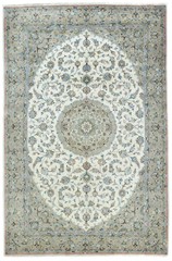 7×10 Floral Traditional Cream Wool Oriental Rug Vintage Hand-Knotted 6’5 X 9’7