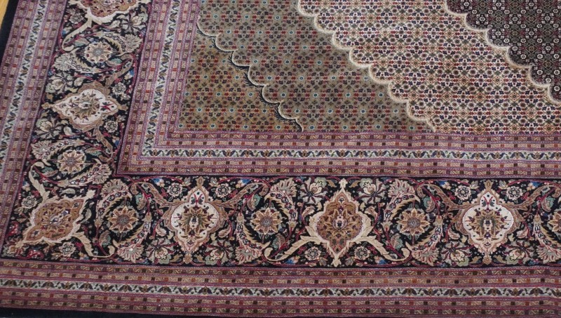 11'5" x 16' Silk & Wool Tabrizz Herati Hand Knotted Navy Blue Superb Quality Rug gallery