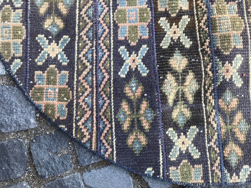 Bohemian Area Rug Handmade Wool Rug Turkish Vintage Traditional Rug 3,8 x 3,8 ft gallery