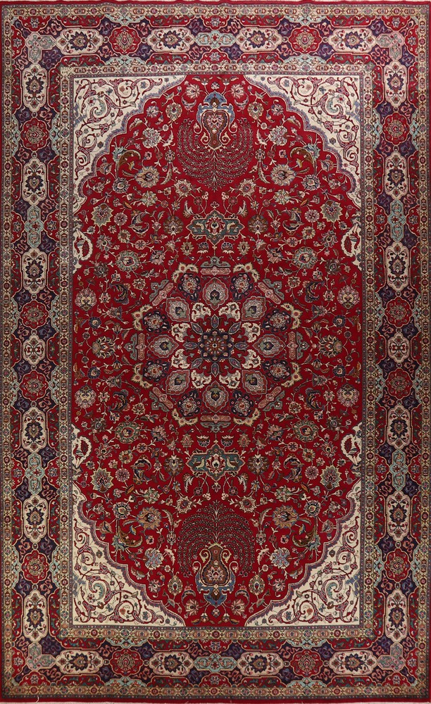 Vegetable Dye Wool Medallion Traditional Hand-knotted Vintage Large Rug 10x17