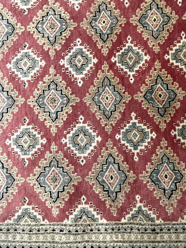 Authentic Hand Knotted Vintage Pakistani Bokhara Jhaldar Wool Rug 8.3 x 10.3 Ft gallery