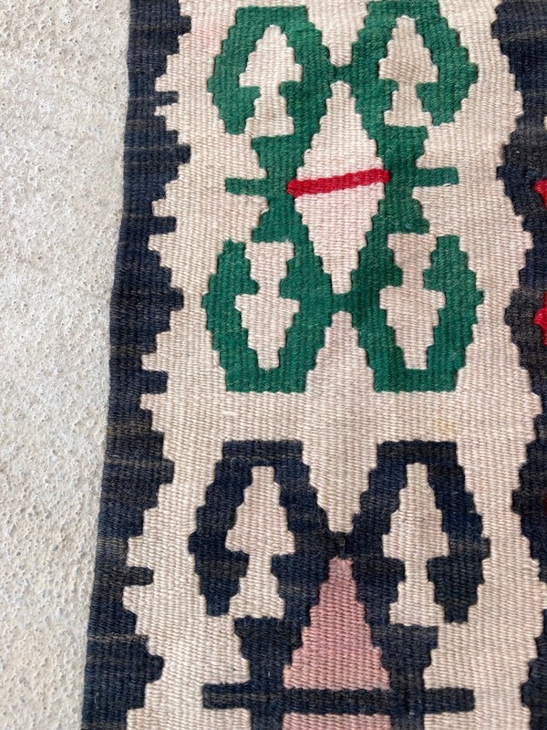 Vintage Handmade Traditional Turkish Anatolian Wool Kilim Runner Rug 118x59 cm gallery