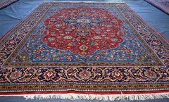 Fine Red Antique Caucasian Rug 7×10 ft Hand Knotted Heris Kazak Oriental Carpet