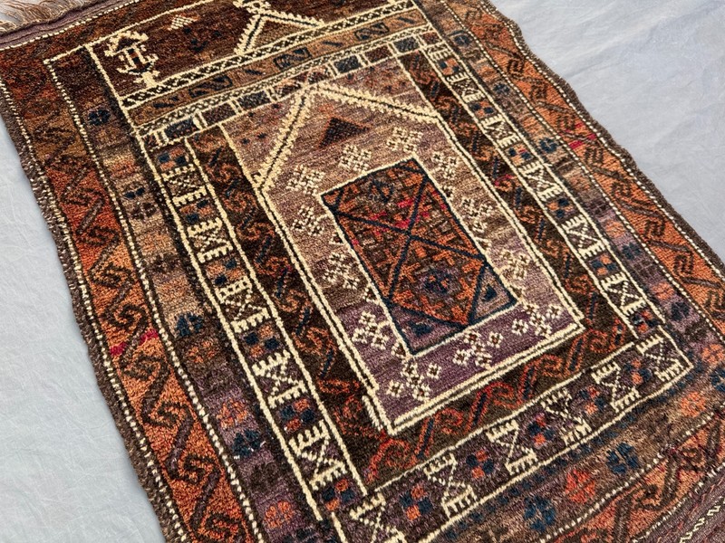 Antique Afghan Tribal Wool Rug Rare Caucasian Medallion Low Pile Small Area Rug gallery