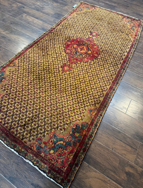 Per'sian Kurdish Koliai Runner Rug 4x9 Camel Hair Red Wool Antique Tribal Carpet gallery