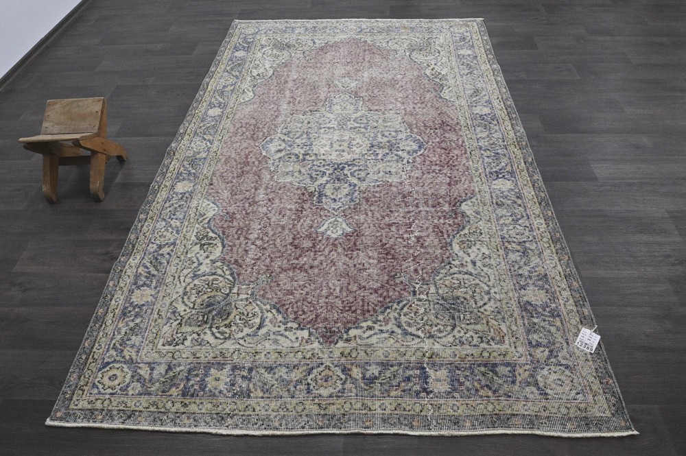 Oushak Turkish Vintage Rug 5x9 Kilim Rug Anatolian Handmade Boho Decor BURGUNDY