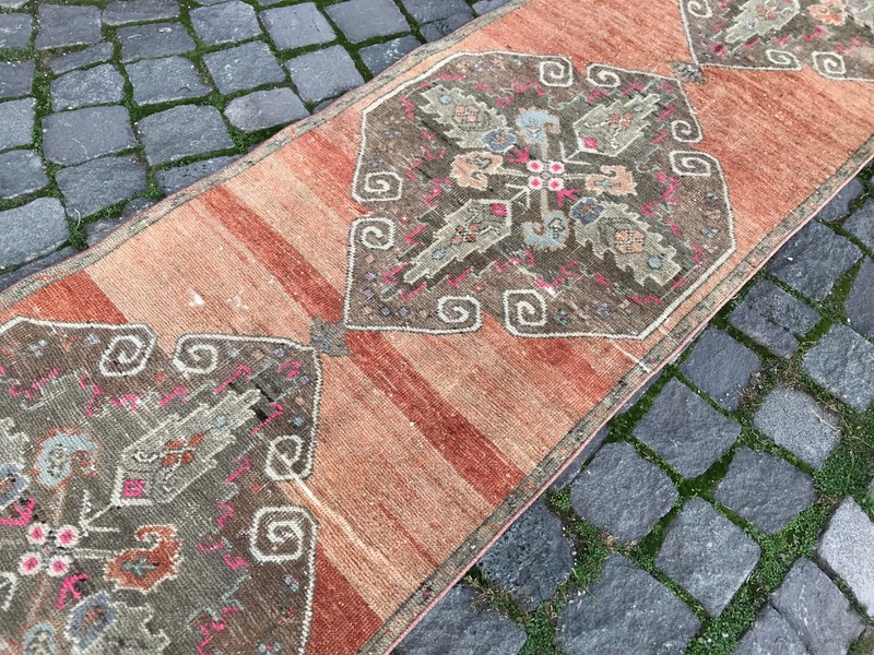 Turkish Vintage Rug Handmade Wool Rug Bohemian Runner Rug Home Rug 2,0 x 9,2 ft gallery