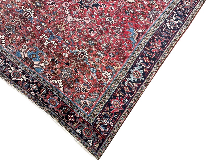 8x11 Antique Traditional Geometric Handmade Red Wool Area Rug 239cm x 336 c.1920 gallery