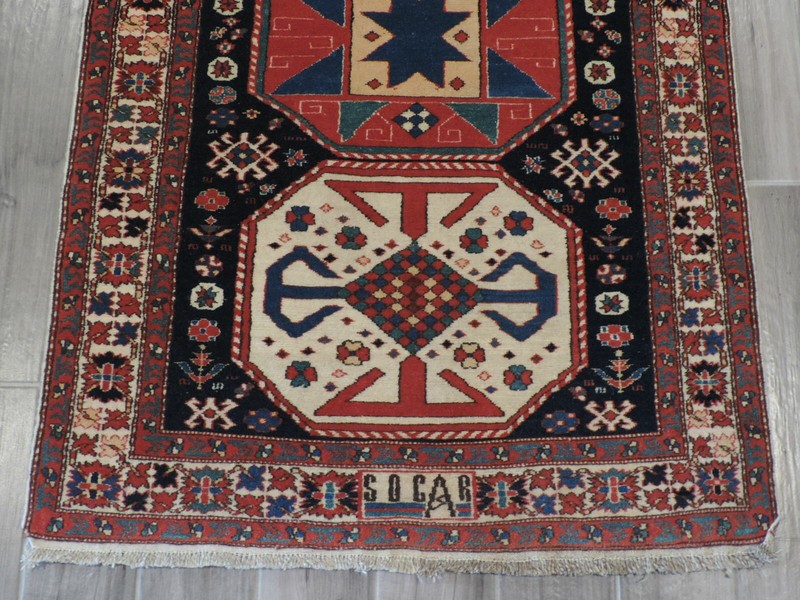 3x5ft. Handmade Azerbaijan Caucasian Shirvan Signed Wool Rug gallery
