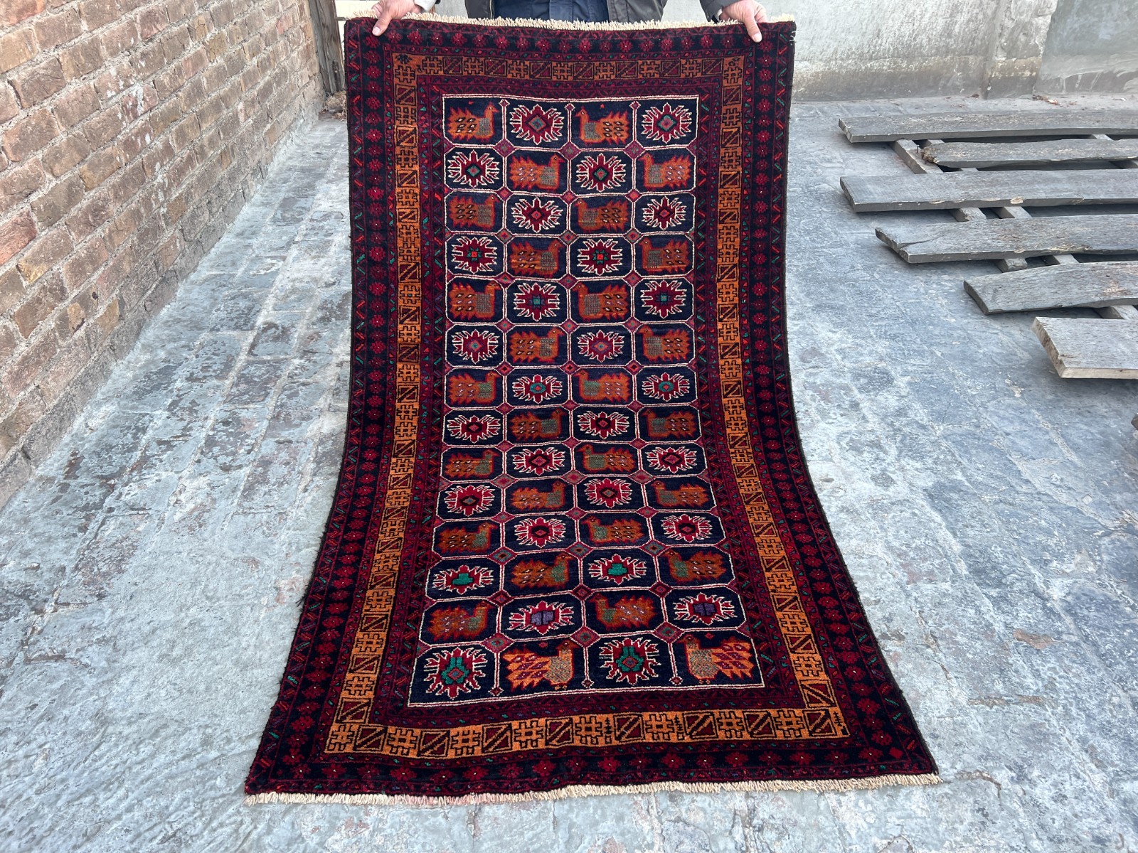 4x6 Vintage Pictorial Soft Decor Rug - Wool, Tribal Pattern Nomadic Art Rug gallery