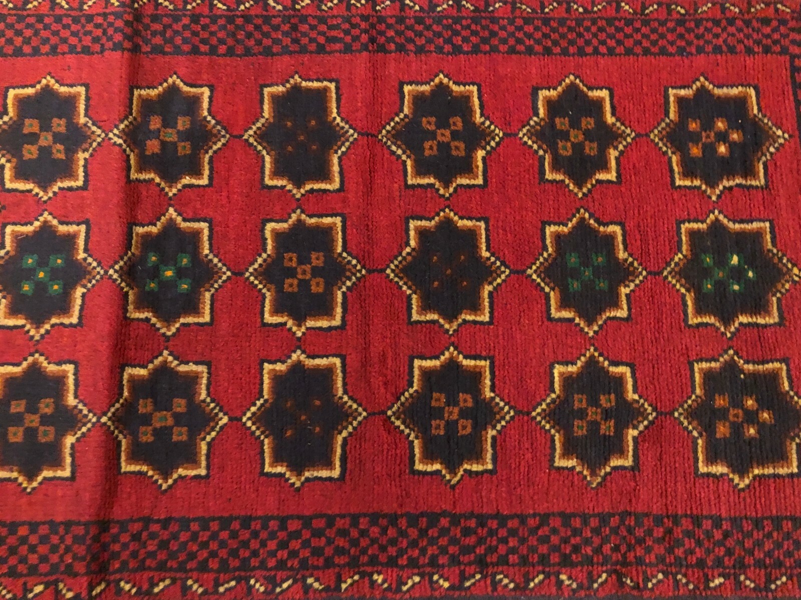 Handmade Afghan Kazakh New Tribal Accent Rug, Star Design, 100% Camel Hair, 3x4 gallery