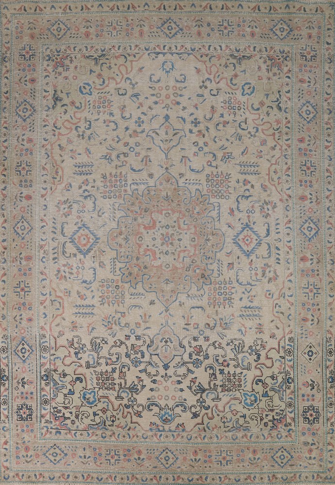 Traditional Handmade Wool Tebriz Area Rug 8x11 Floral Living Room Vintage Carpet