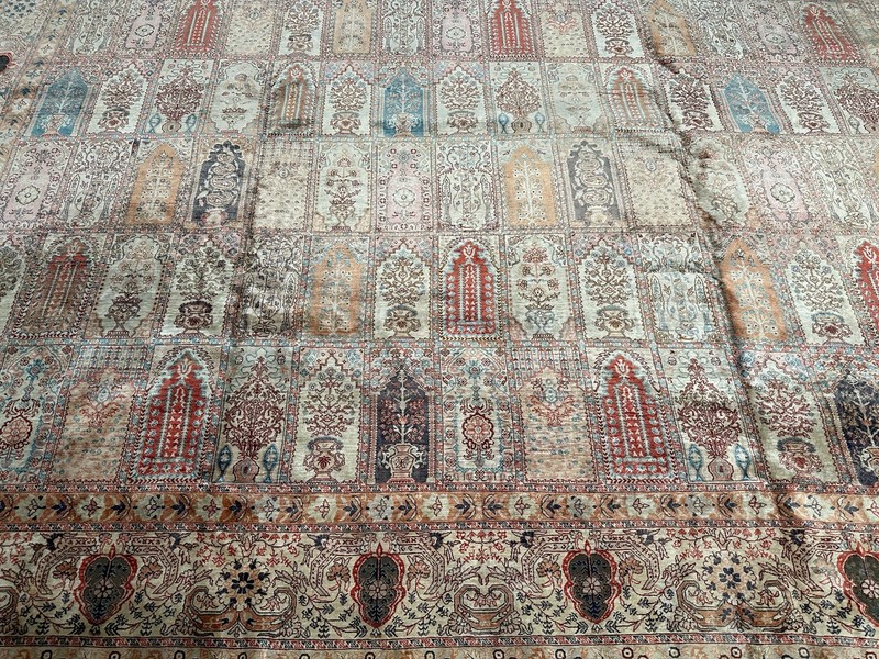 10x14 Antique Authentic Silk & Metal Turkish Hereke Fine Garden 295cm x 422 gallery