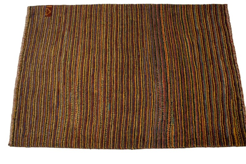 3X4 ft Signed Multicolored Stripes Gabbeh Rug Modern Tribal Kids Oriental Carpet gallery