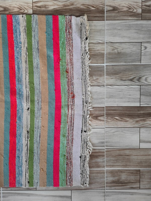 Striped Runner Rug, Stair Tread Hand MADE Kilim, 4.7 x 7.1 Ft gallery