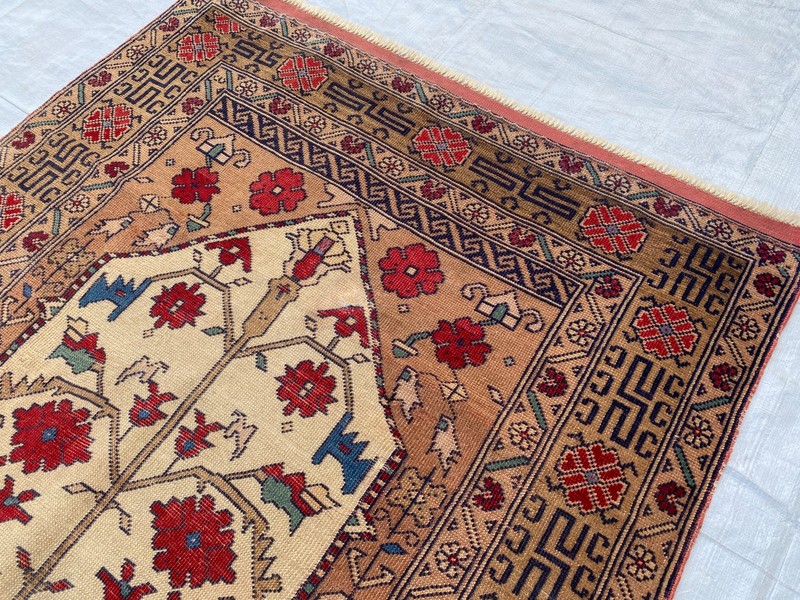 3x5 ft Handmade Low Pile Turkish Traditional Afghan Geometric Antique Tribal Rug gallery