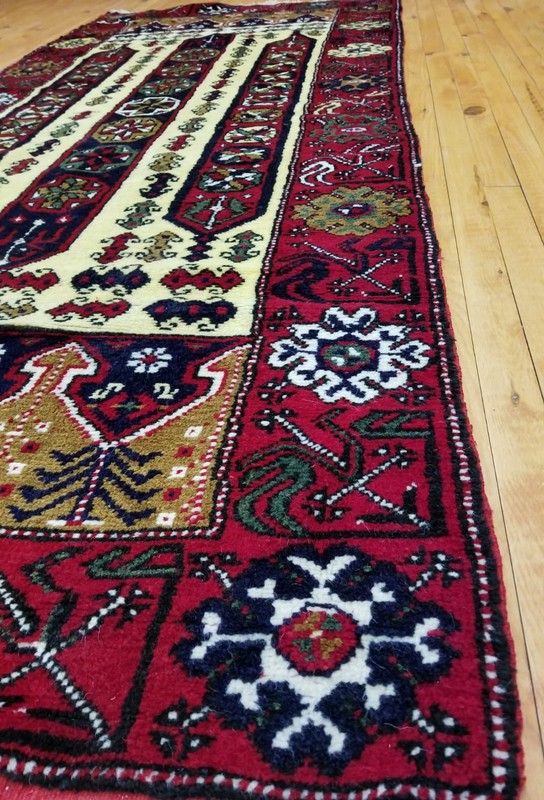 Beautiful Vintage 1950-1960s Natural Dyes Wool Pile Dowry Rug 3’6”x7’10” gallery
