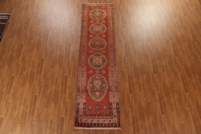Vintage Geometric Traditional 13 ft Runner Rug Hand-knotted Wool 3x13 gallery