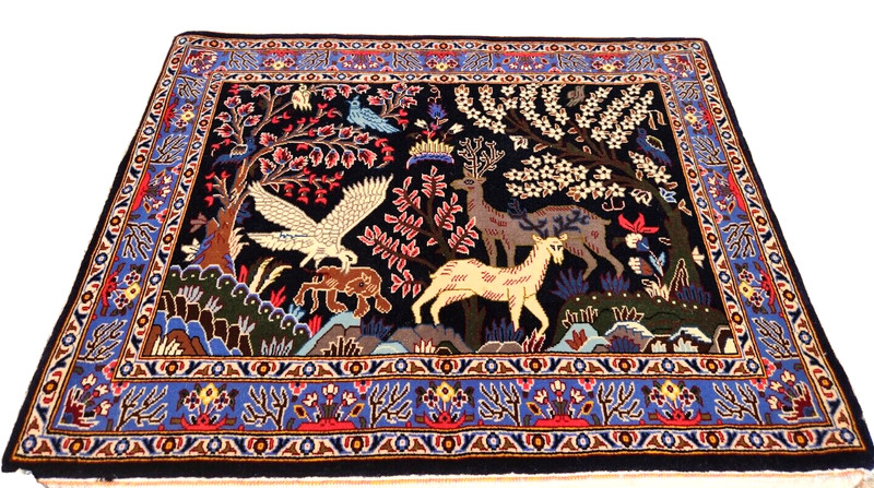 *35" X 28" ANTIQUE HAND-KNOTTED PERSAN TABRIZI QOUM KASHANI tree of life WOOLRUG gallery