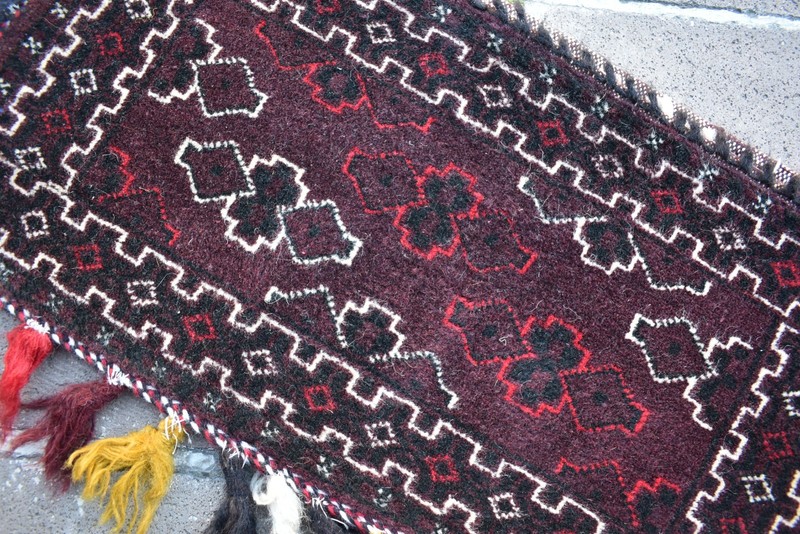 Vintage Tribal Yomud Rolling Pin Bag Rug 23'' x 12'' Wall Hangings Torba Rug gallery