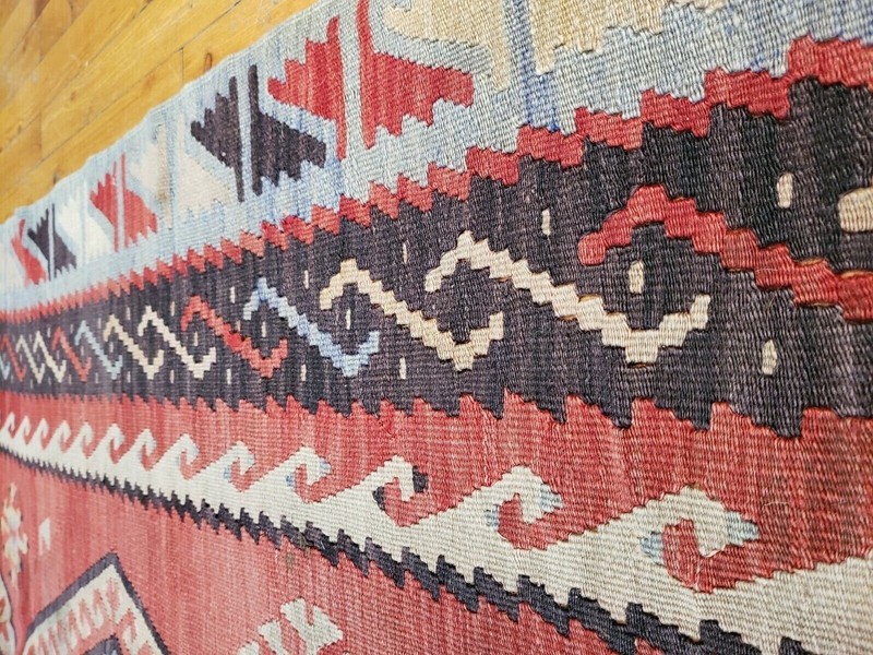 Bohemian c1900-1939s Antique Natural Dye Wool Kilim Sivas Region 6'10"×11' gallery