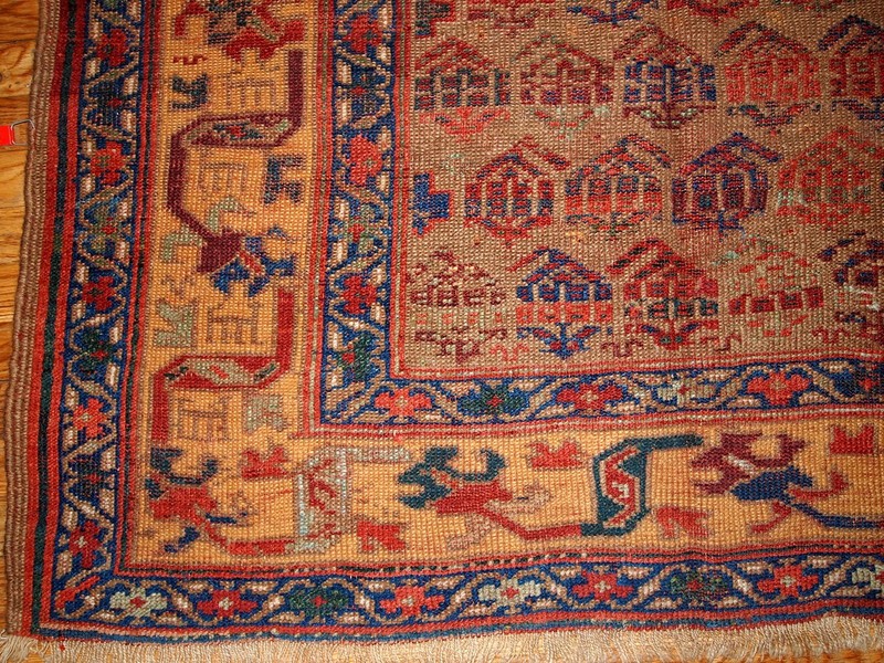 Handmade Antique Oriental Rug 125cm x 231cm 1880s Olive Green Yellow gallery