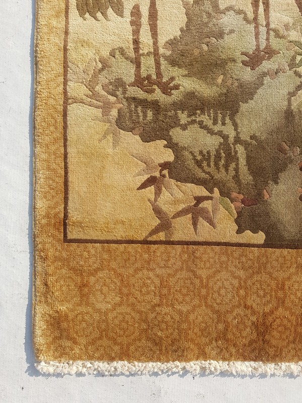 Vintage Tibetan Chinese Handmade Landscape Multicolor Wool Rug Carpet 120x46 cm gallery
