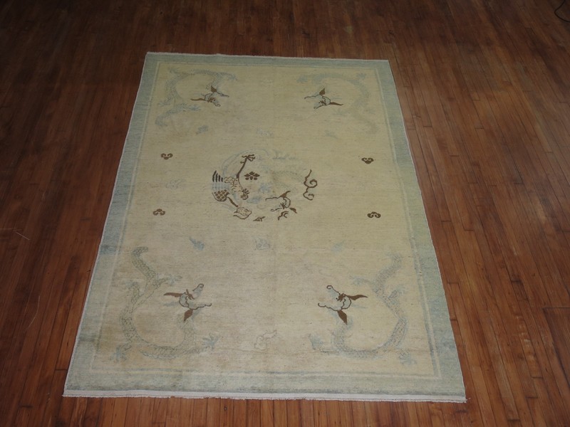 Antique Chinese Peking Dragon Rug Size 6'X8'9'' gallery