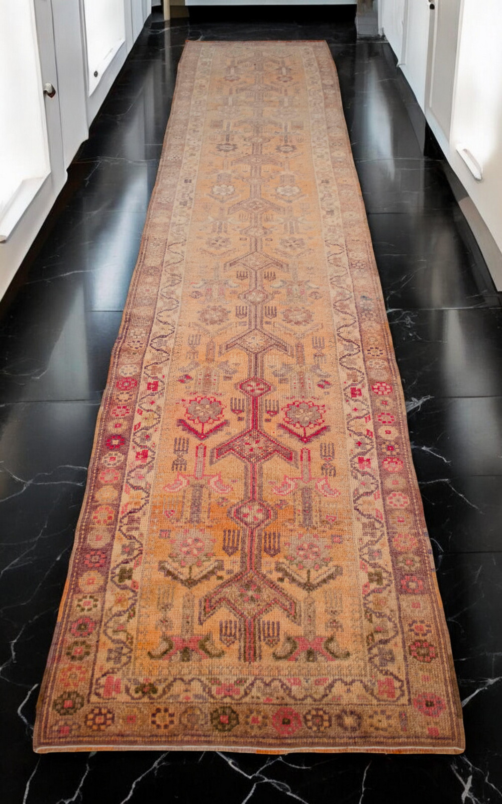 3x13 ft Runner Turkish Oushak Rug HandMade Muted Hallway Rug actual 2.9x13.5 ft gallery
