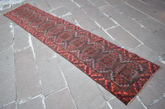 Vintage Afghan Rug 27” x 141” Afghan Hand-knotted Tribal Runner Rug Wool Rug