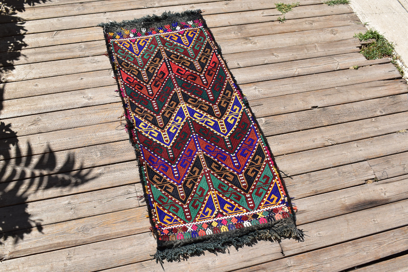 Turkish Kilim Rug 19''x43'' Hand Woven Sivas Mini Cicim Kilim 50x110cm Chair Rug gallery