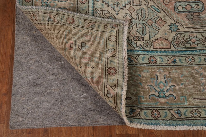 Pink Wool Distressed Tebriz Vintage Area Rug 7x9 Hand-knotted Living Room Carpet gallery
