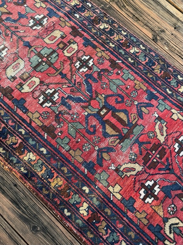 Antique Oriental Persiene Tribal Hand Knotted Rug Runner 9.9 X 3.2 Signed Dated gallery