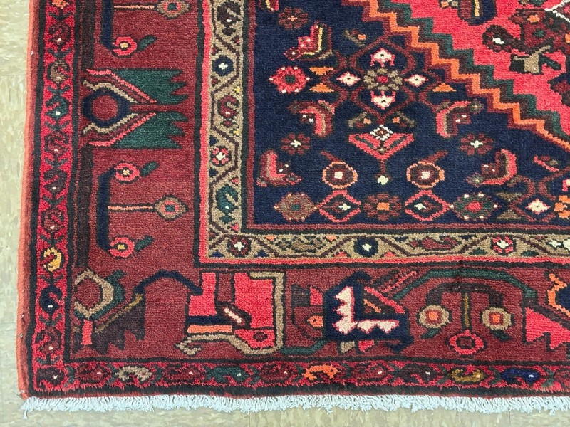 Vintage 5x7 Zanjan Hand Knotted Wool Oriental Area Rug Red Tribal Geometric Boho gallery