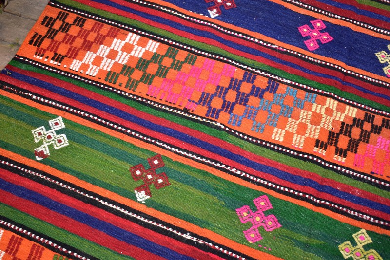 Turkish Kilim Rug 5x10 Size Handwoven Sivas Wool Multi Color Cicim 172x324cm gallery