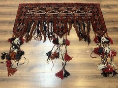 Antique Afghan Beshir Tent Header Textile Rug Tribal Collectible Wool Rust Red