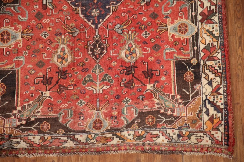 Vintage Red Tribal Area Rug 4x5 Ft Handmade Medallion Wool Carpet Oriental Rug gallery