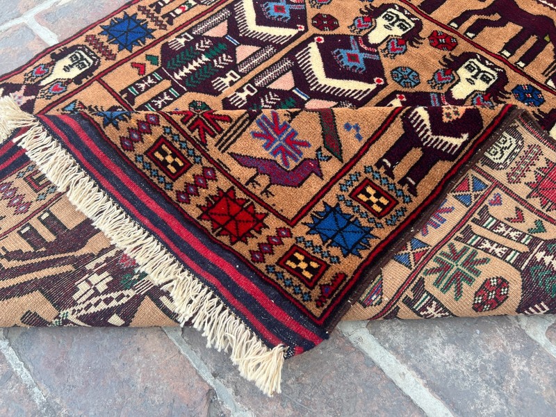 Afghan Handmade Pictorial Rug 3x5 ft Tribal People & Animal Design Wool Carpet gallery