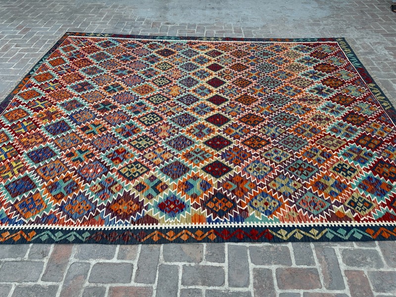 10x13 ft Large Oriental Turkish Multicolor Modern Afghan Traditional Wool Kilim gallery